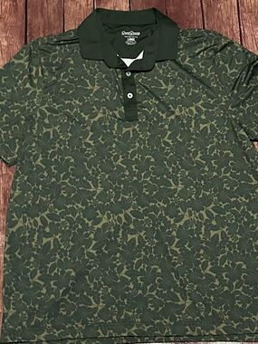 Good Good Golf Dark Green Floral-Print Polo